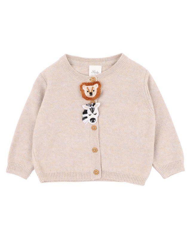 Billie Novelty Cardigan - Mocha Marl