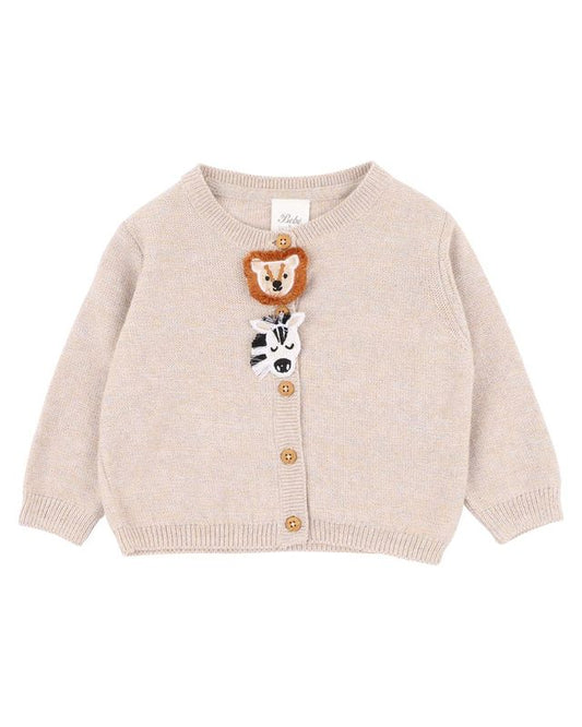 Billie Novelty Cardigan - Mocha Marl