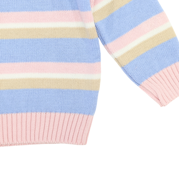 Stripe Knit Sweater - Pale Pink & Blue