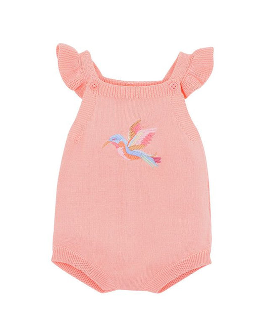 Songbird Embroidered Knit Bodysuit - Shell Pink