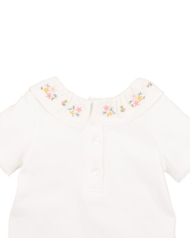 Willa Emb. Collar Bodysuit - Cloud