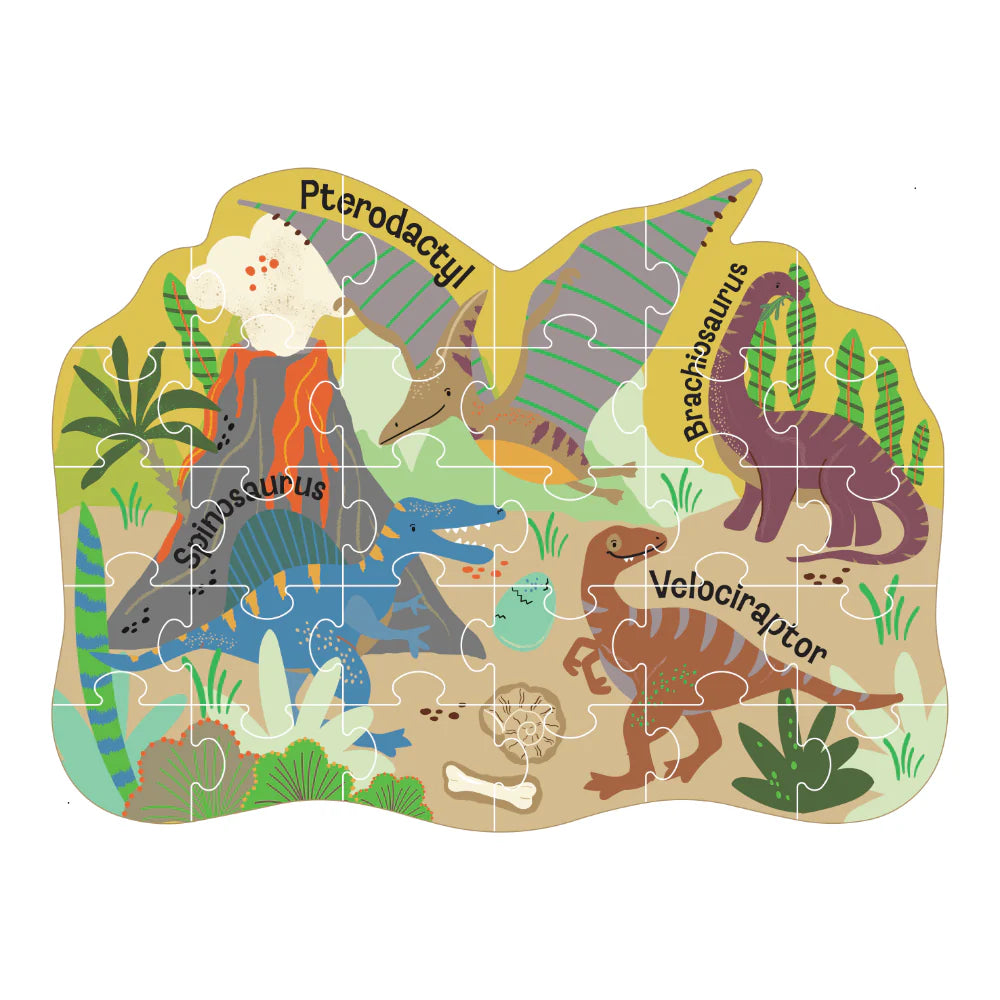 Floss & Rock 30 pc Shaped Jigsaw Puzzle - Dinosaur
