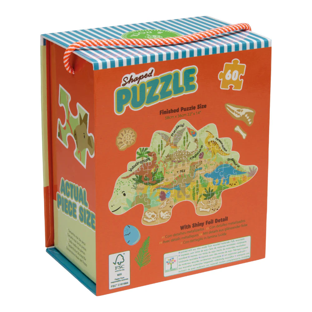 Floss & Rock 60 pc Shaped Jigsaw Puzzle - Dinosaur