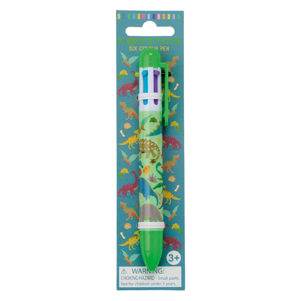 Floss & Rock Six Colour Pen - Dinosaur