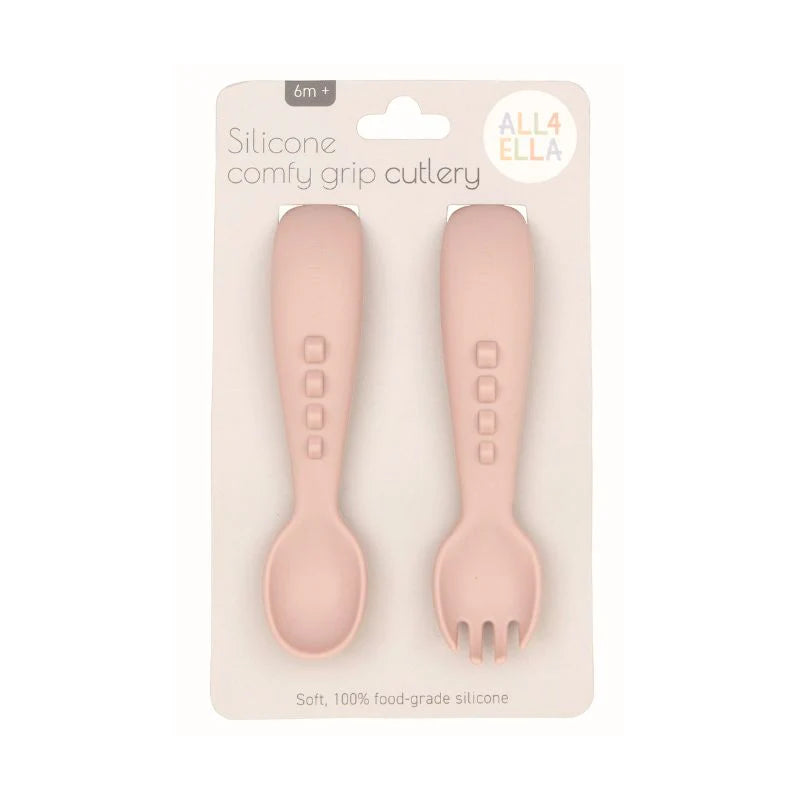 Silicone Fork & Spoon Set - Pink