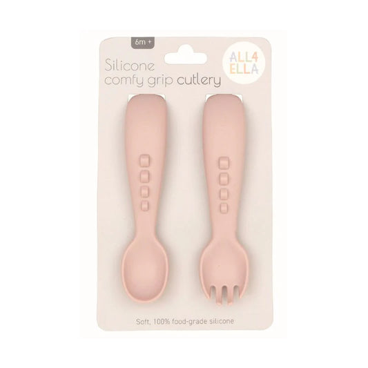 Silicone Fork & Spoon Set - Pink