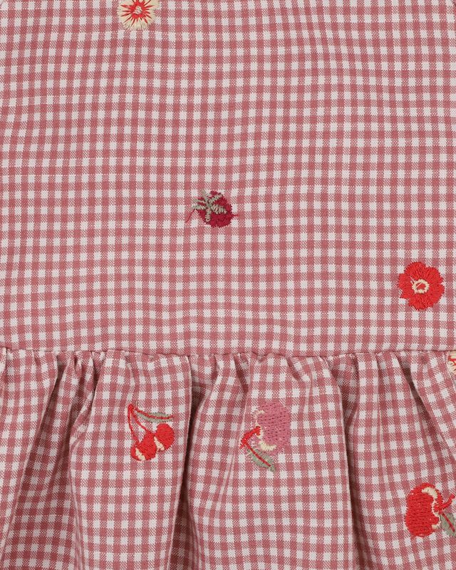 Embroidered Bloom Dress - Dusty Pink Check