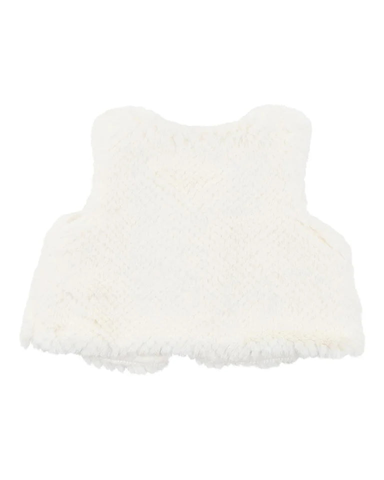 Botanica Embroidered Faux Fur Vest - Cream