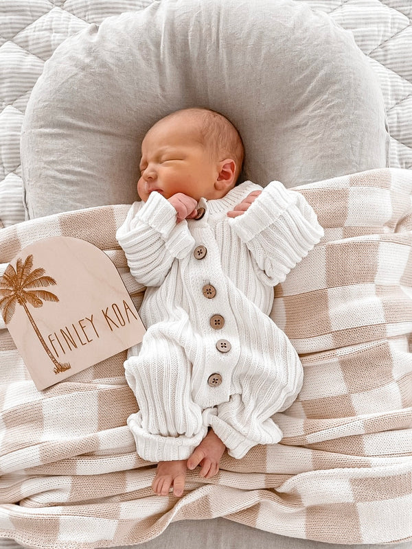 Knitted Cotton Ribbed Romper - Milk