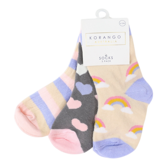 Socks 3 Pk - Sunshine & Rainbows