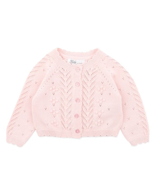 Girl Pointelle Cardigan - Pale Pink