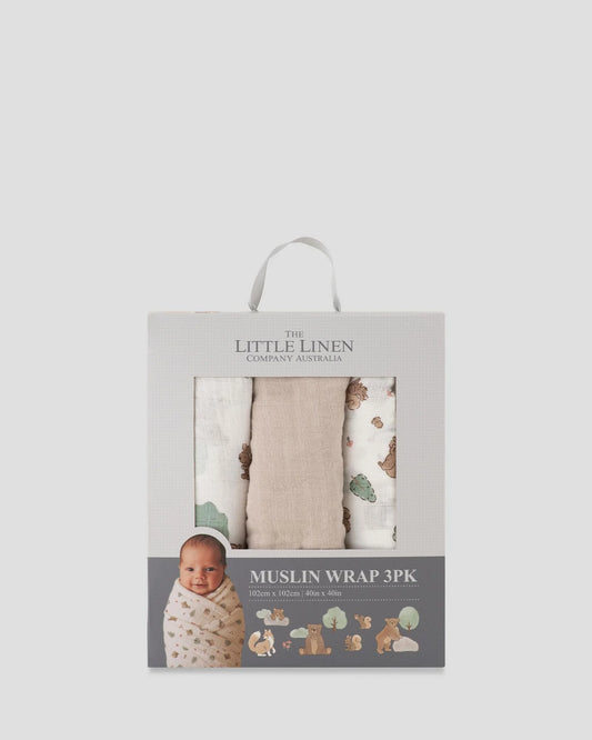 Muslin Wraps 3 Pack  - Bushland Bear