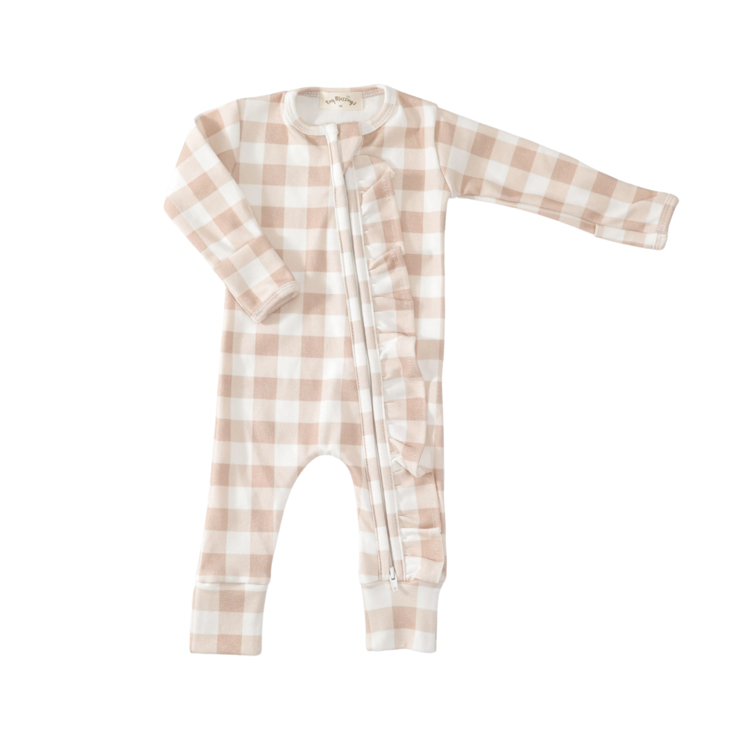 Zip Romper - Gingham Frill
