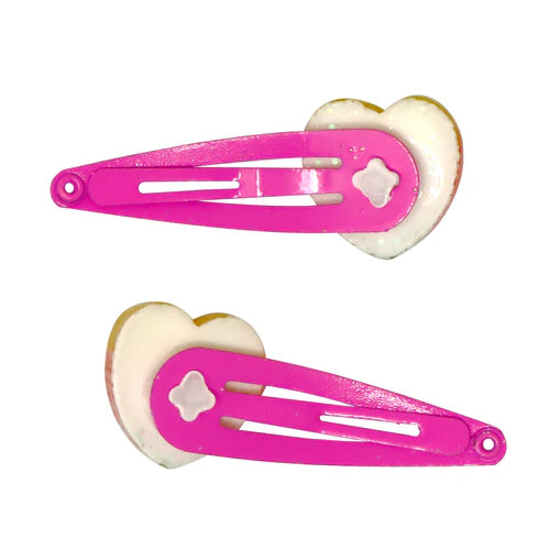 Rainbow Heart Hair Clips