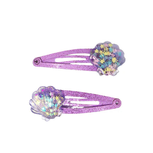 Mermaid Glitter Shell Hair Clips
