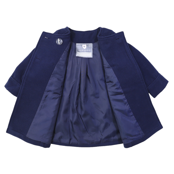 Double Breasted Satin Lined Overcoat - Navy