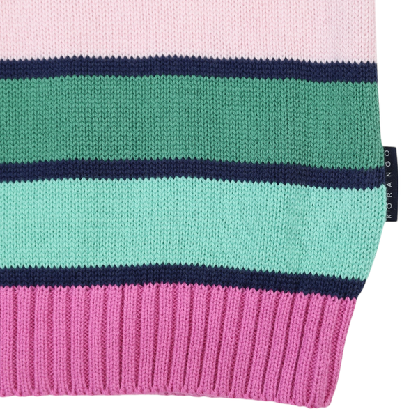 Long Stripe Knit Sweater - Green
