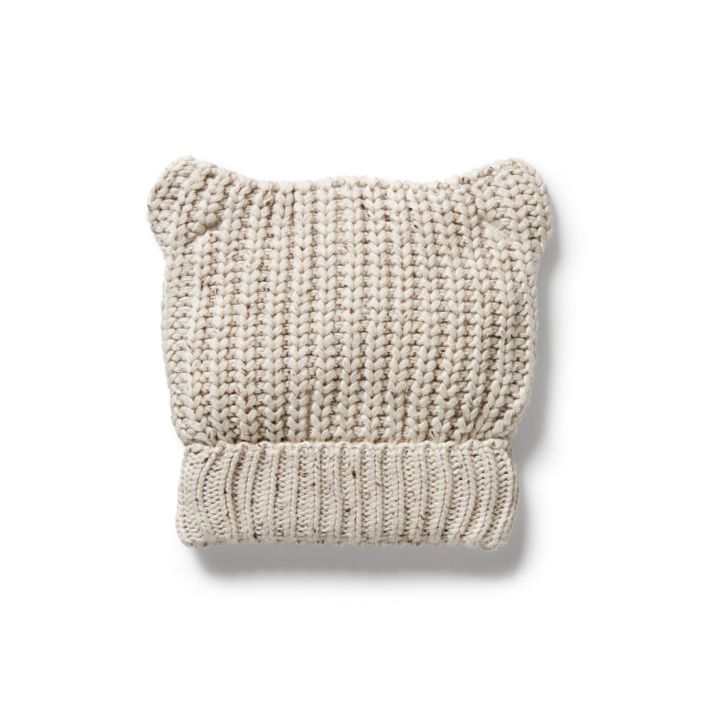 Organic Knitted Bear Hat - Coco Speckle