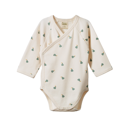 Nature Baby L/S Kimono Bodysuit Petite Pear
