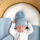 Knitted Pom Beanie - Blue