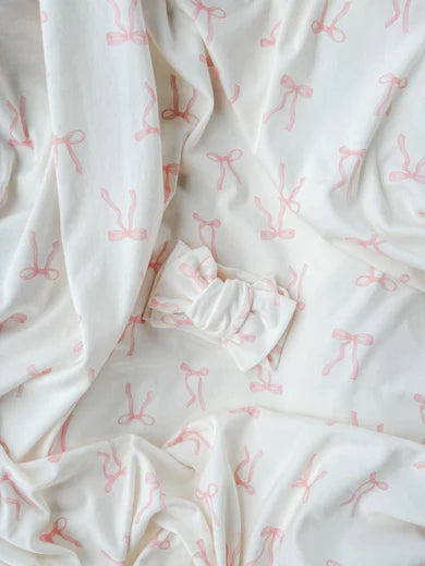 Jersey Swaddle - Pink Bows