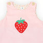 Strawberry Appliqued Cord Dress- Pink