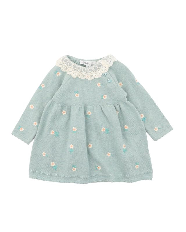 Fern  Emb. Knitted Dress - Sage