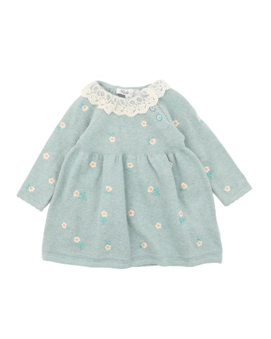 Fern  Emb. Knitted Dress - Sage