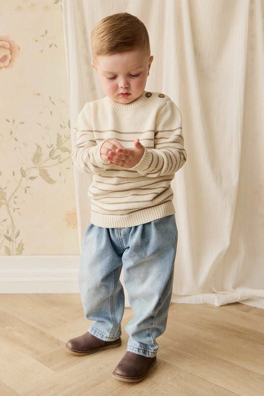 Malcolm Knitted Jumper - Stripe Cloud/Brioche