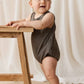 Archie Playsuit - Coffee Grid