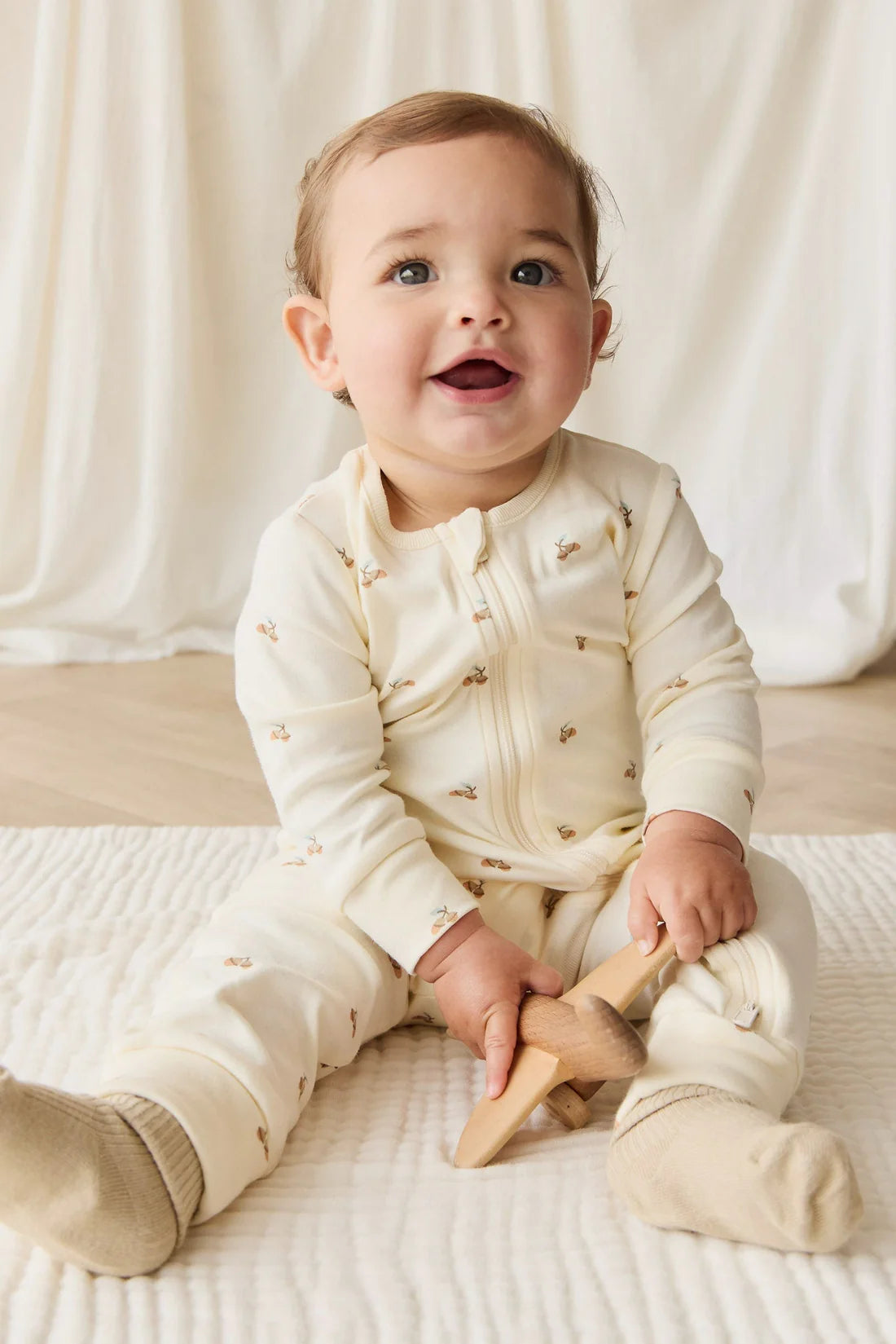 Reece Zip Onepiece - Forest Night Acorns