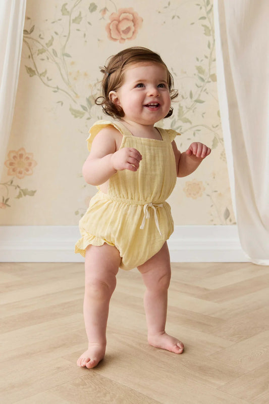 Organic Cotton Muslin Luciana Playsuit - Sunshine