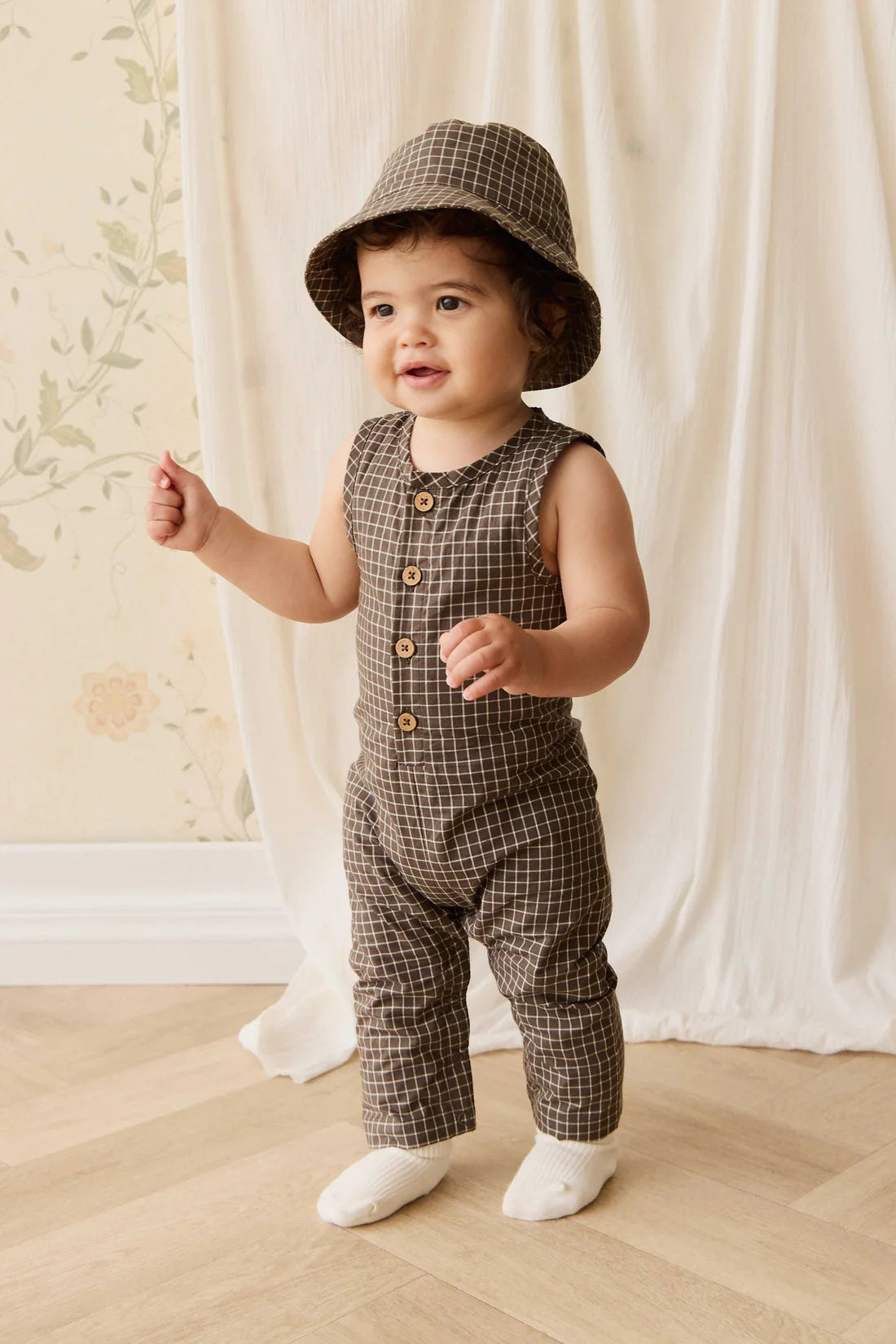Milo Jumpsuit - Coffee Grid