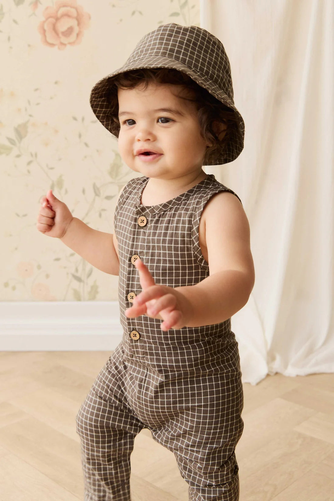 Milo Jumpsuit - Coffee Grid