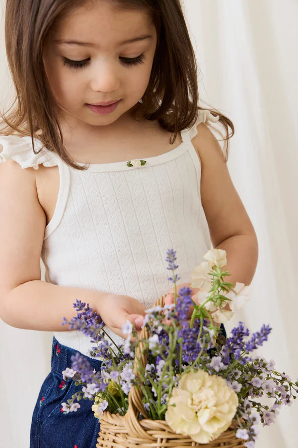 Josephine Singlet - Sweet Heart Pointelle Parchment
