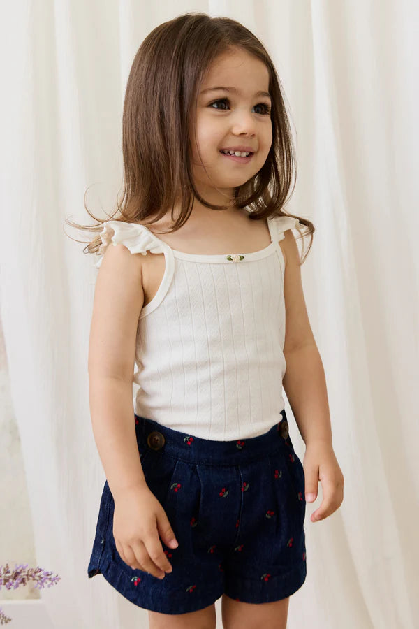 Josephine Singlet - Sweet Heart Pointelle Parchment