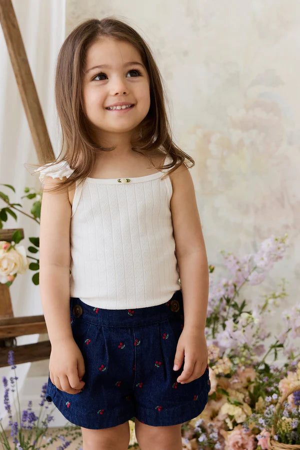Josephine Singlet - Sweet Heart Pointelle Parchment