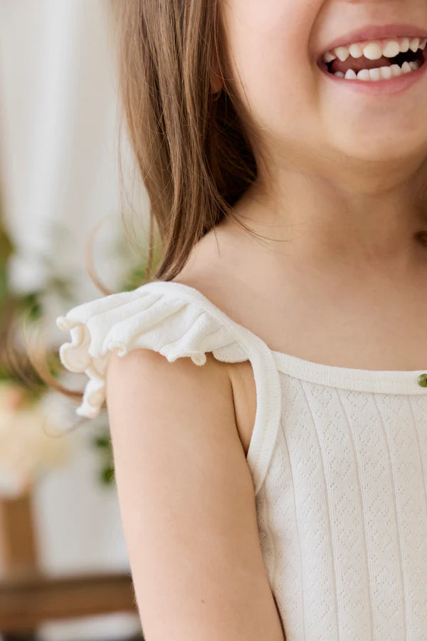 Josephine Singlet - Sweet Heart Pointelle Parchment