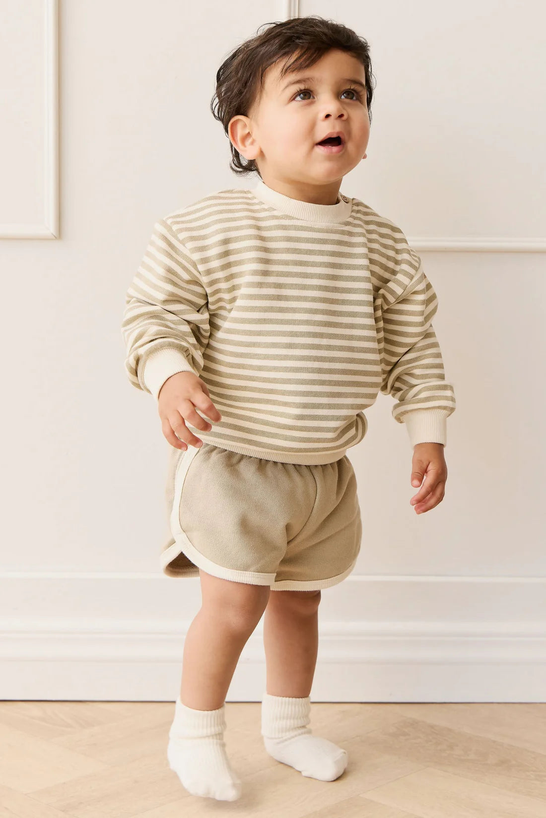 Peyton Sweatshirt - Slim Stripe Sandy Brown/Cloud