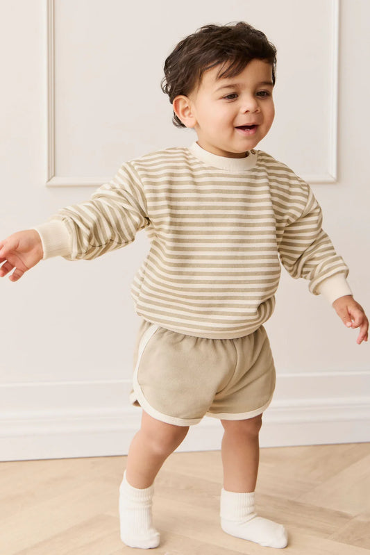 Peyton Sweatshirt - Slim Stripe Sandy Brown/Cloud