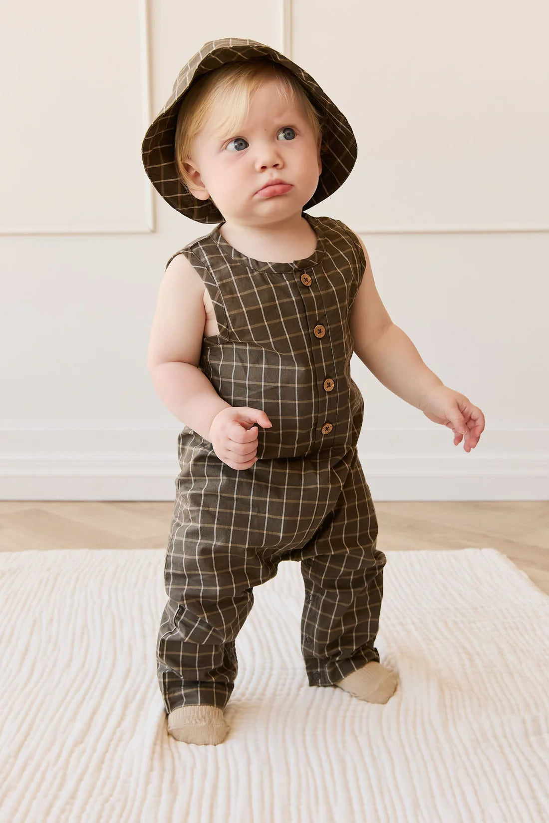 Milo Jumpsuit - Variegated Grid Tarmac