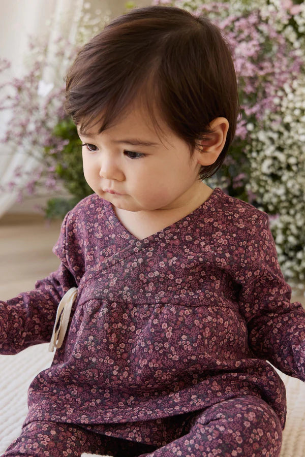 Clemence Wrap Top - Fig Floral