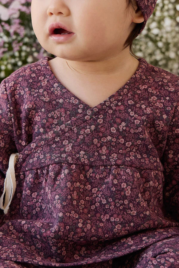 Clemence Wrap Top - Fig Floral