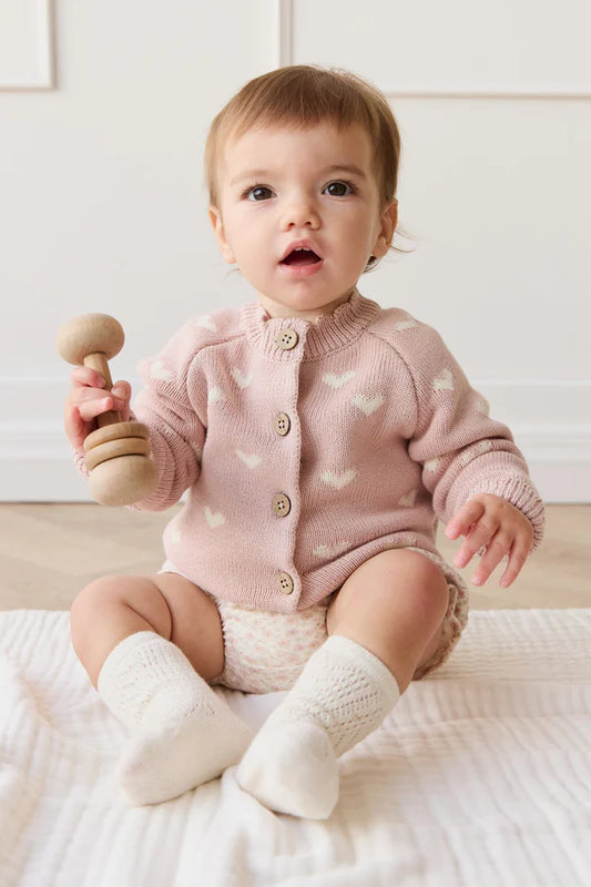 Anna Cardigan - Petite Heart Rose Smoke