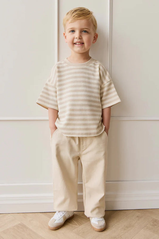 Waffle Leith Tee - Stripe Oat/Cloud