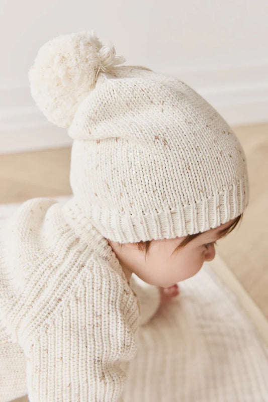Ethan Knitted Beanie - Oatmeal Hay Fleck 0-2Yrs