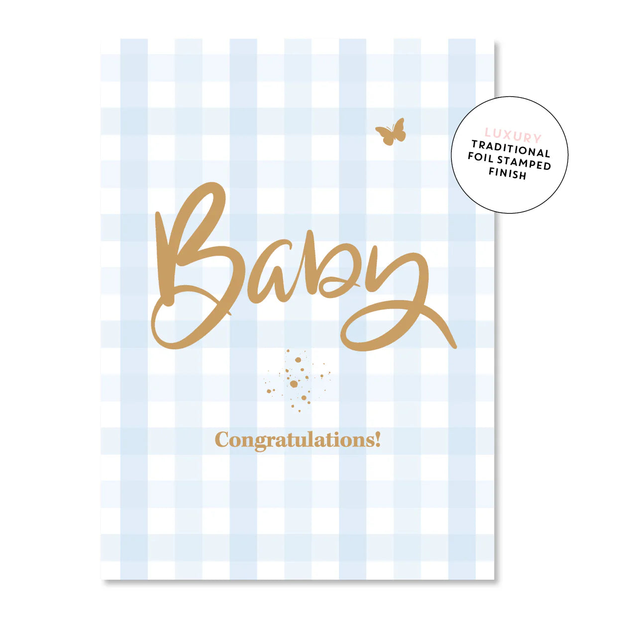 Card - Baby Gingham - Blue