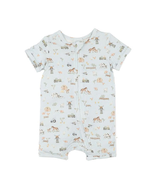 Ecocosy S/S Zipsuit - Farm Print