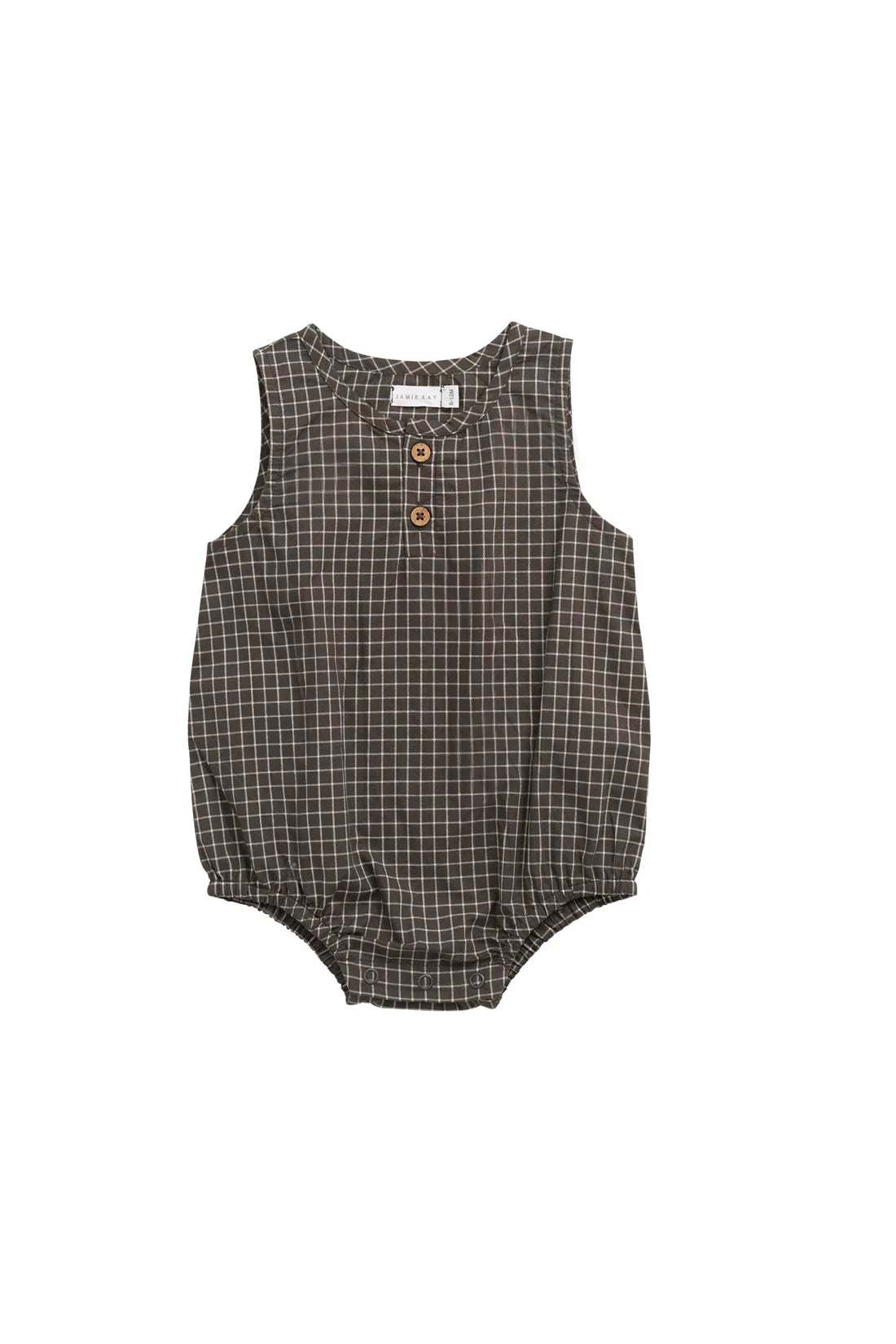 Archie Playsuit - Coffee Grid