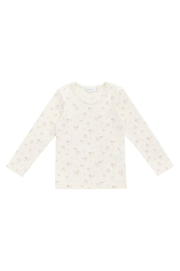 Fine Rib L/Slv Top - Caroline Egret